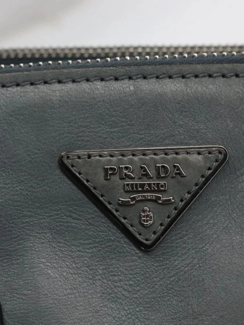 PRADA Hand Bag Safiano leather 2way Gray Silver